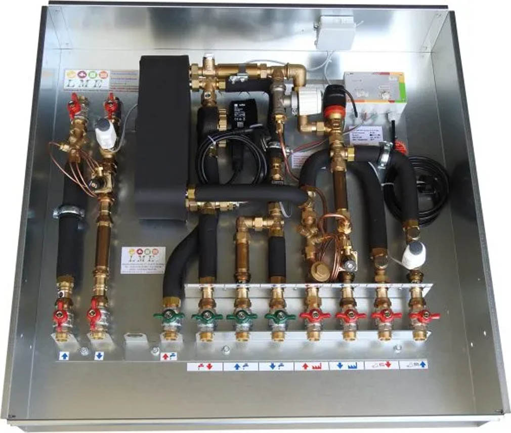 Wohnungsstation 4 - Leiter für Fußbodenheizung und Deckenkühlung
mit Festwertregelung
Elektronische Regelung